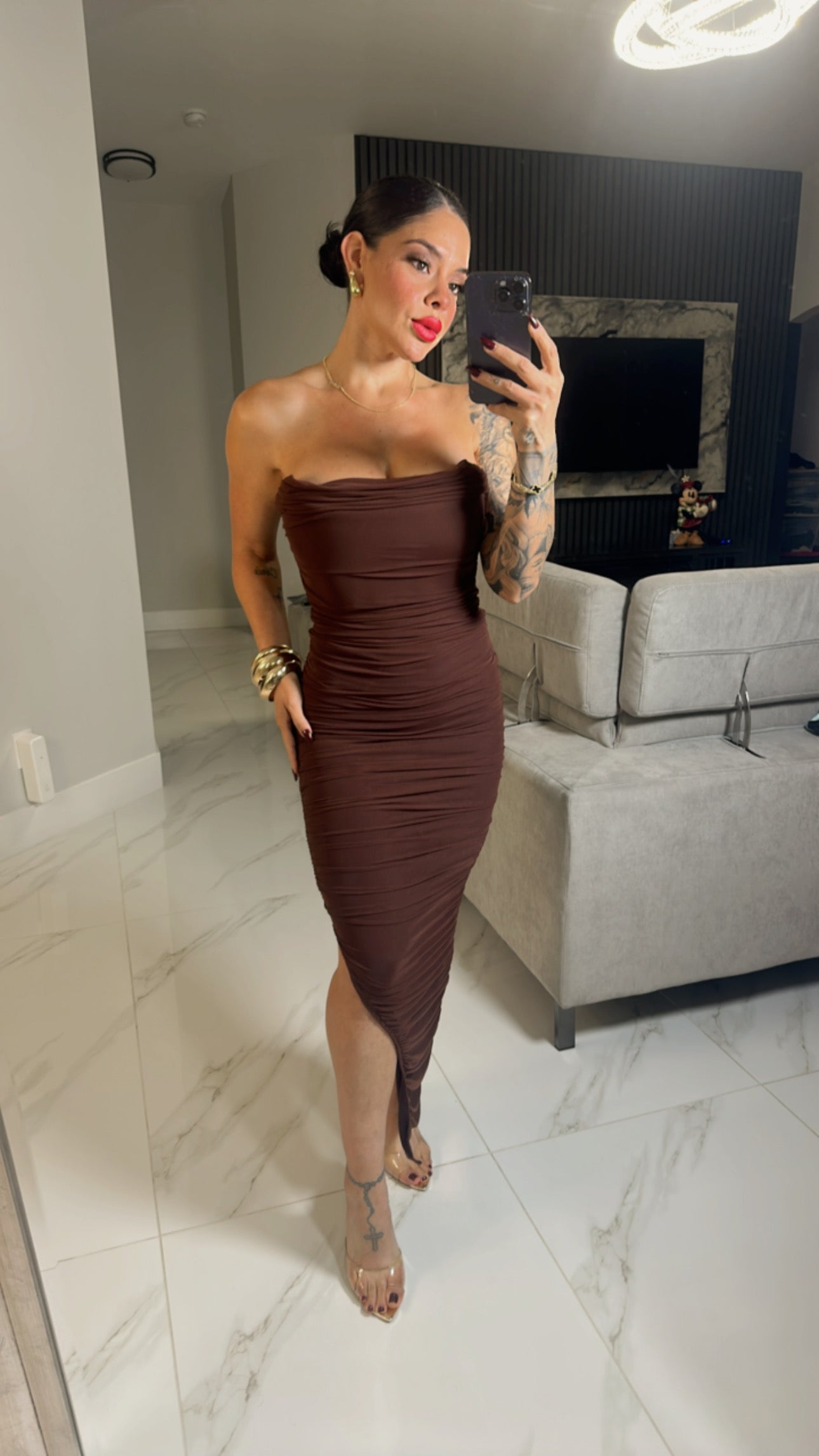 Mesh Maxi Mocha Dress