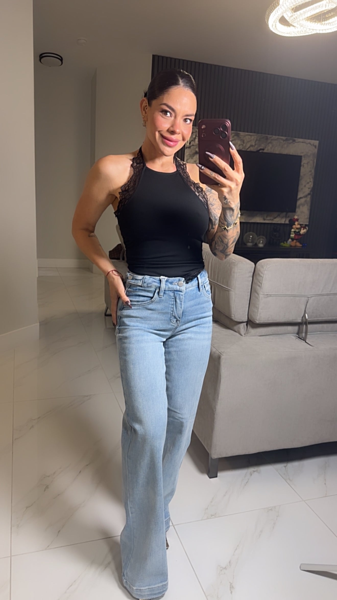 Adjustable waist jeans