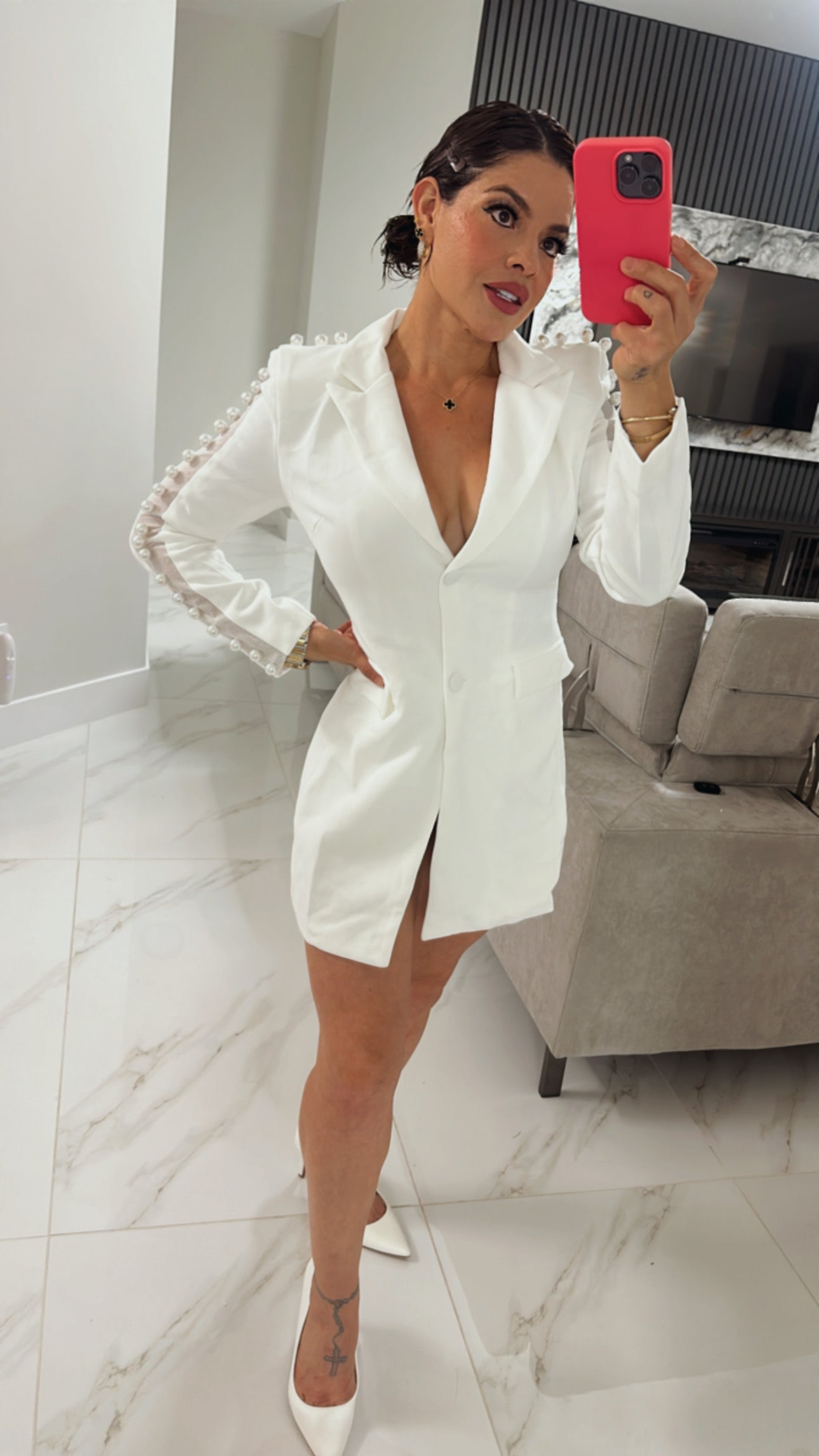 Pearl White mini Dress