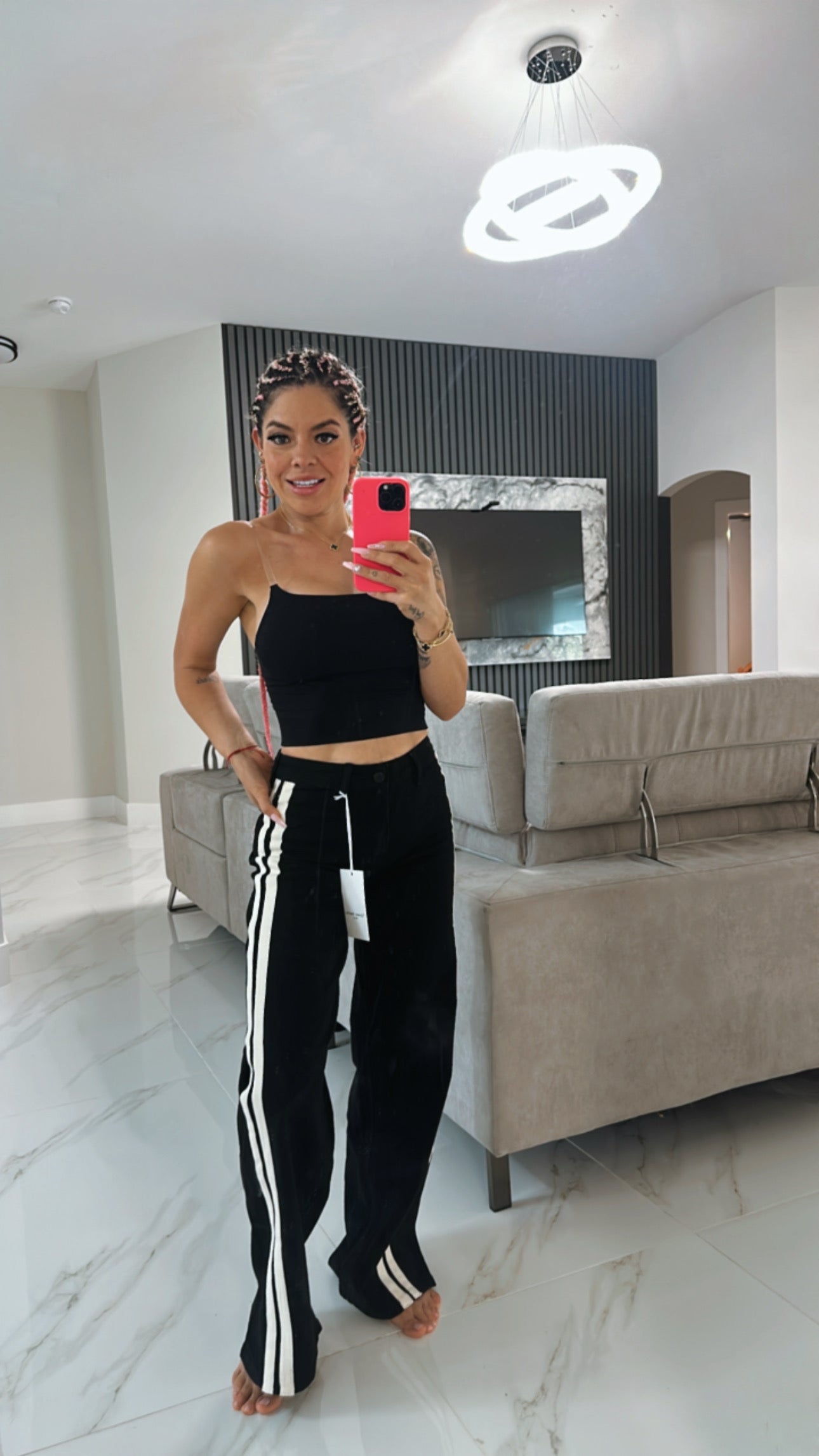Striped black jeans