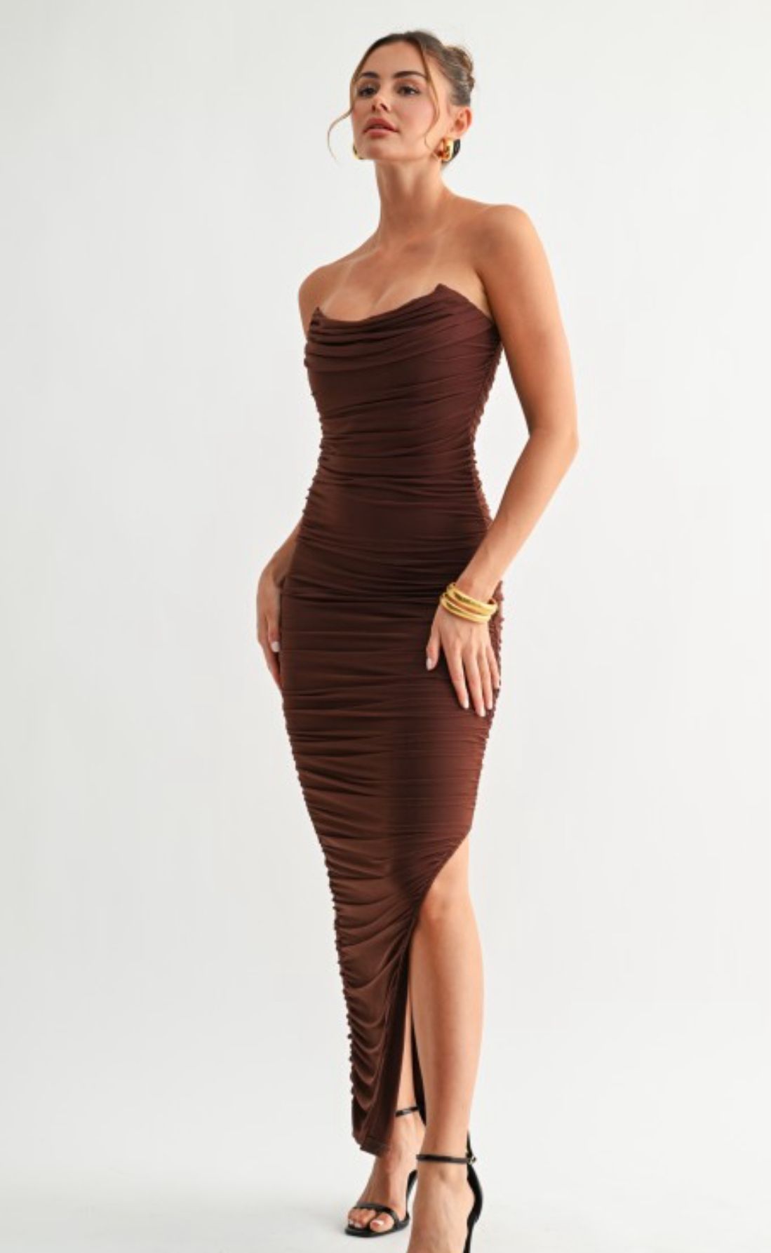 Mesh Maxi Mocha Dress
