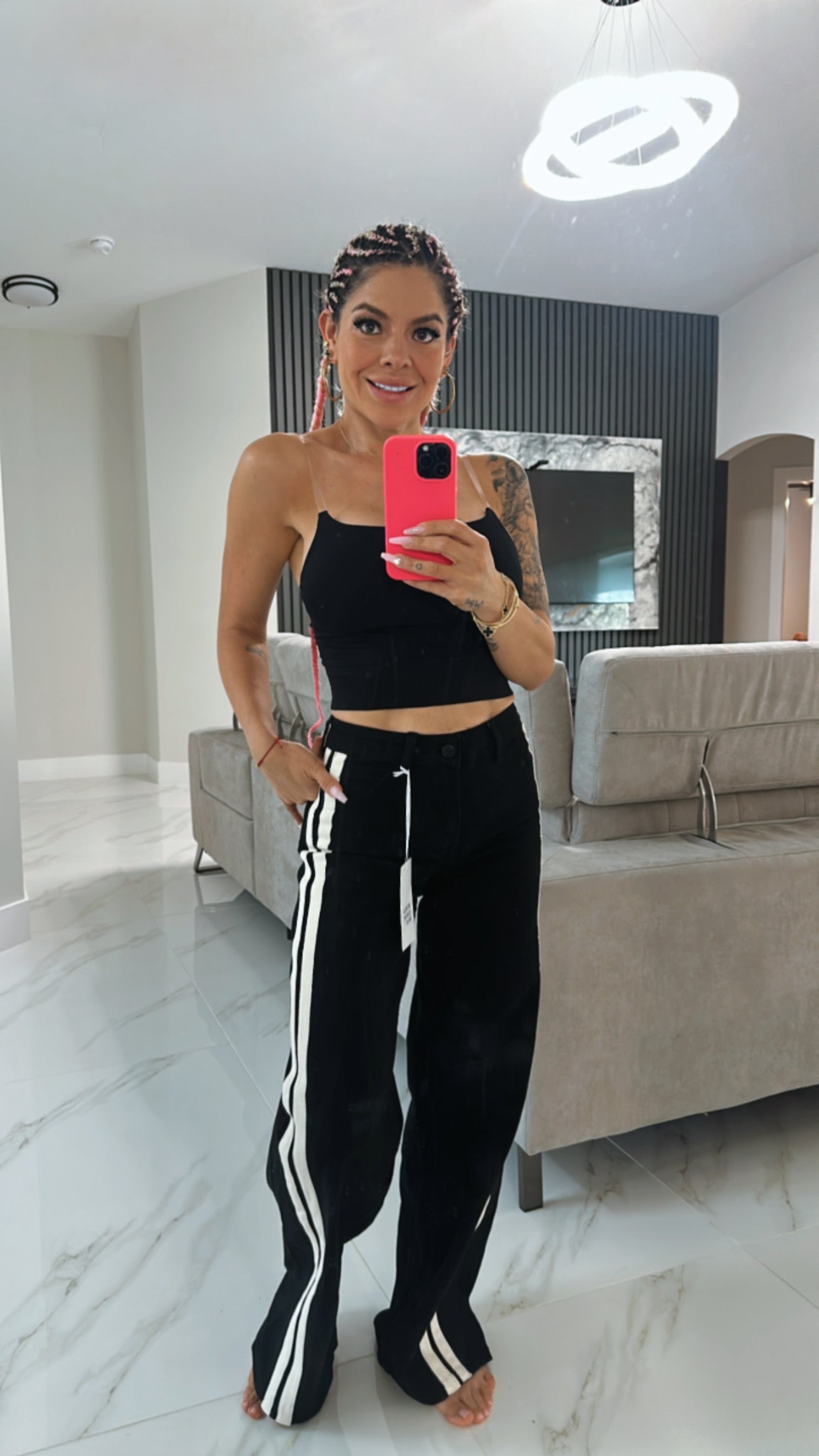 Striped black jeans