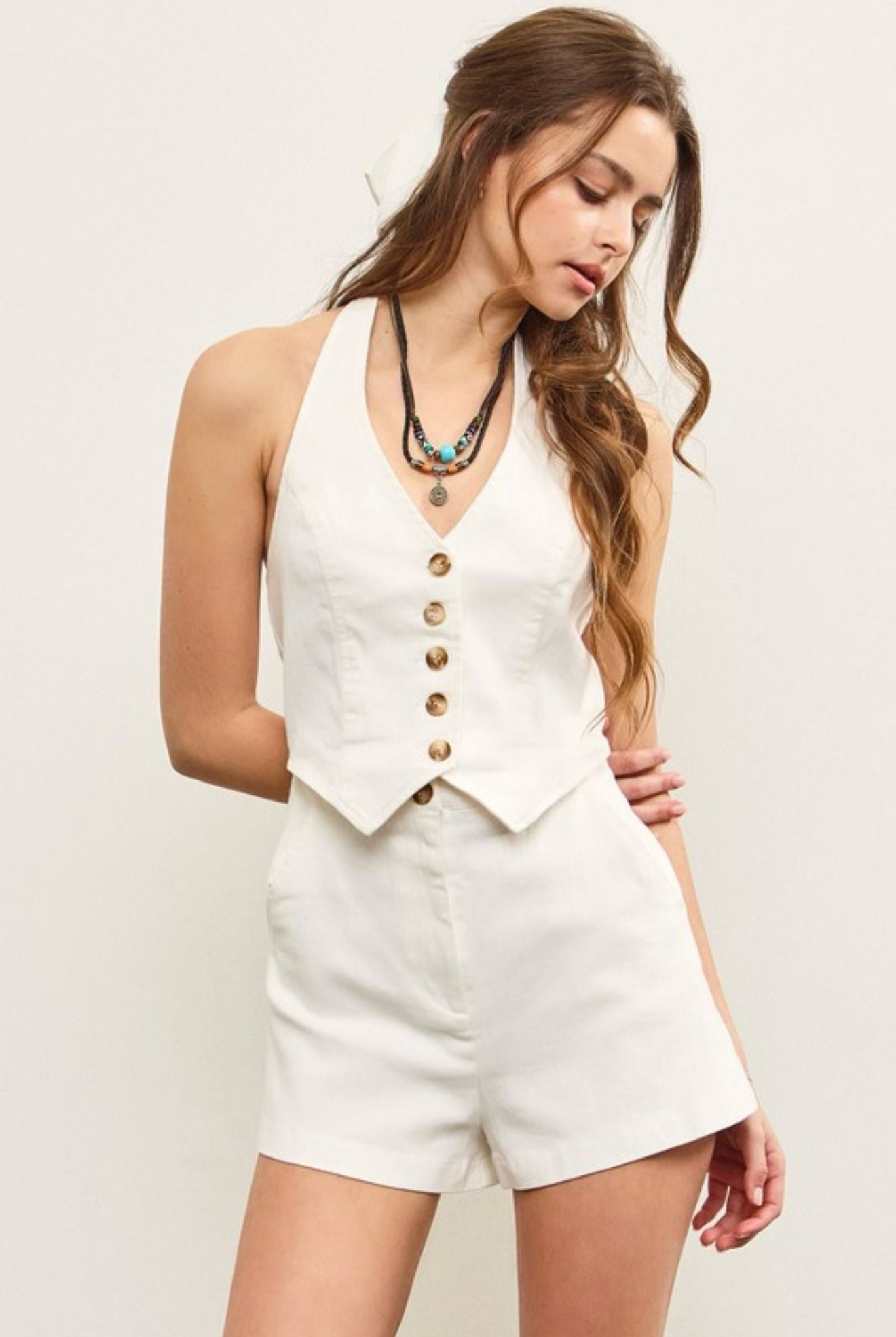 White Denim Romper