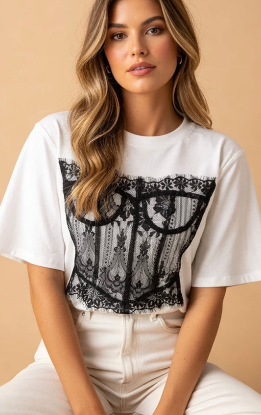 Lace combination t-shirt
