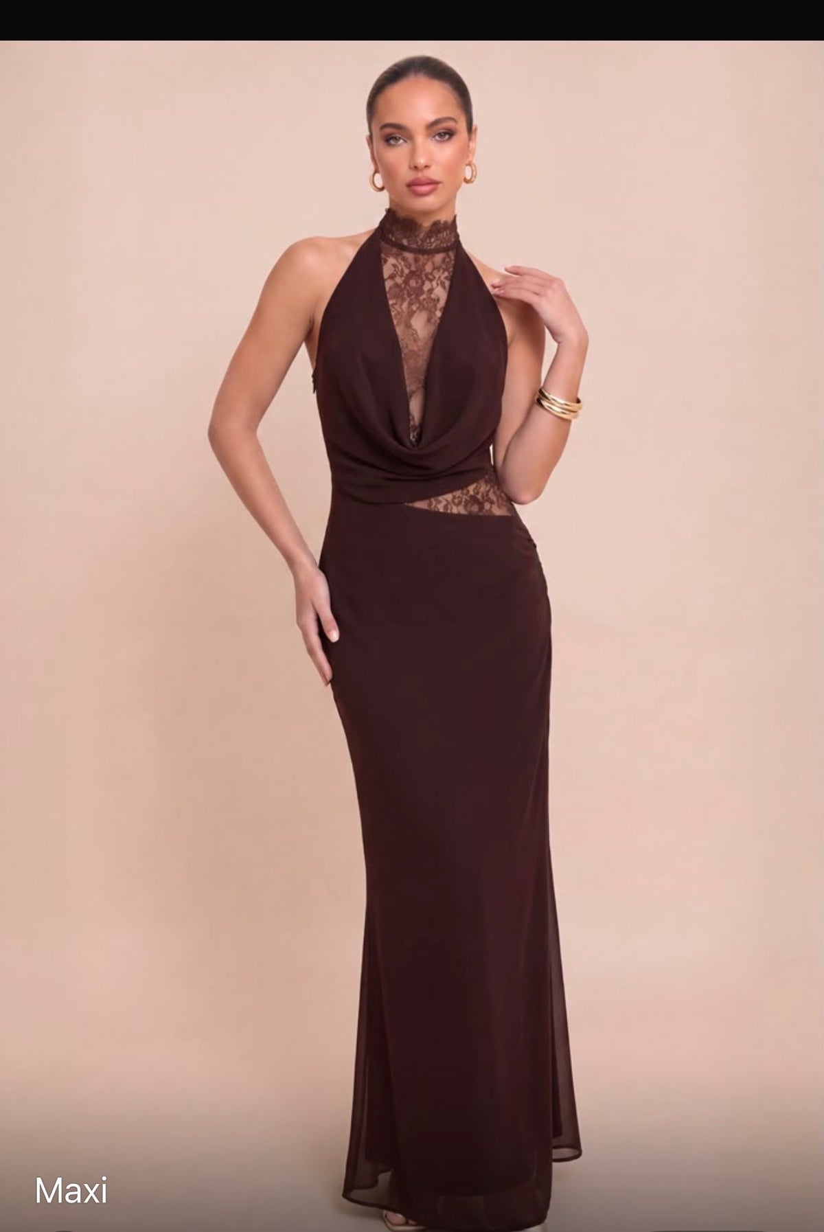 Lace contraste maxi dress