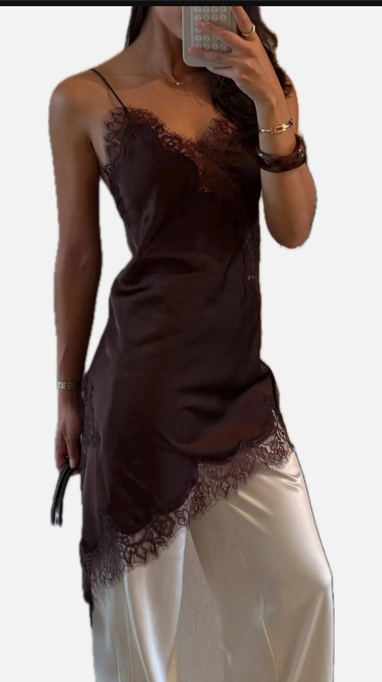 Satin brown top Dres