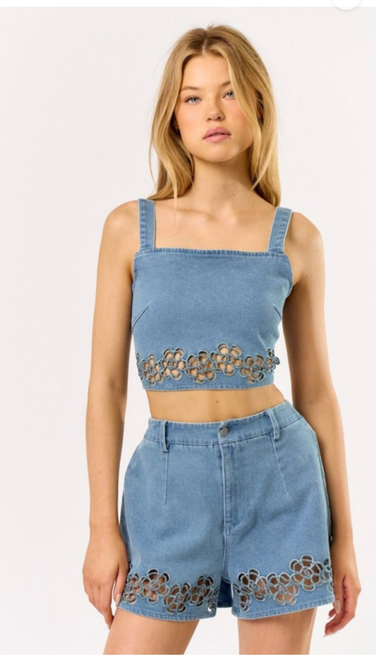 Blush Denim Short Set