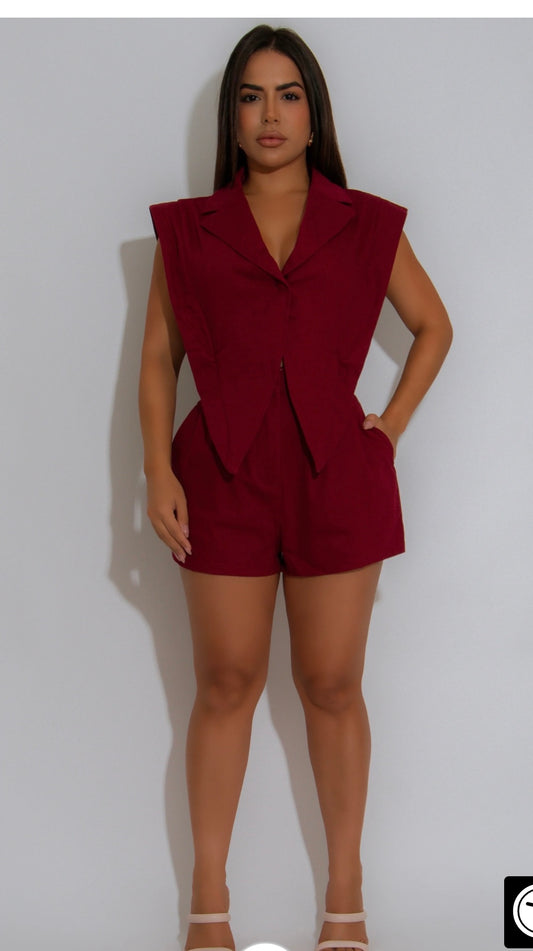 Burgundy Romper