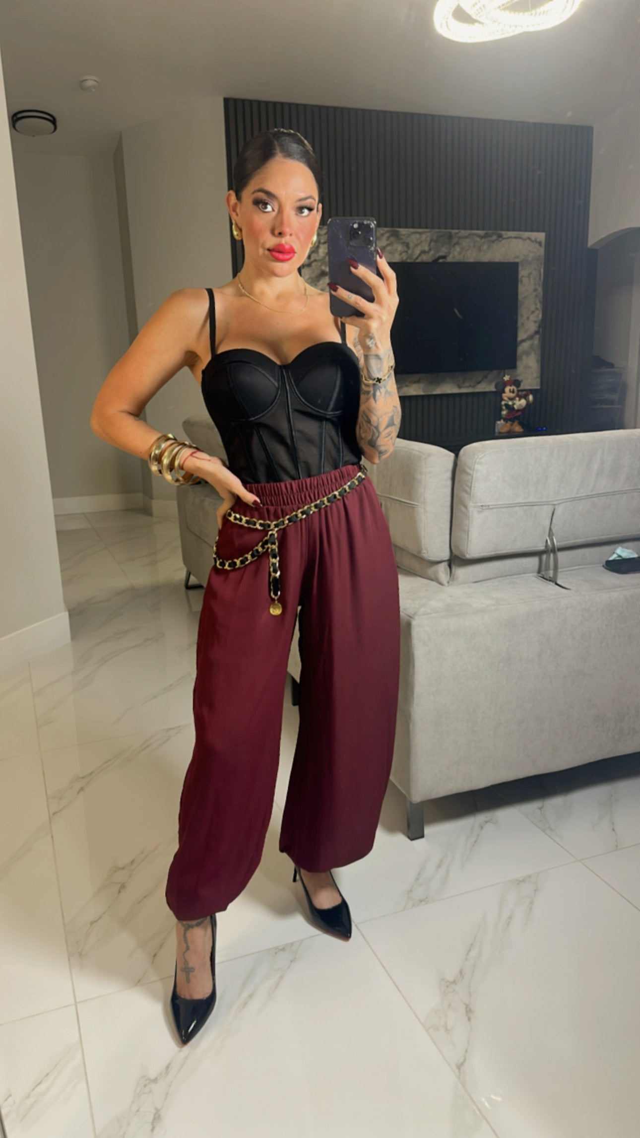 Burgundy Bubble Pant