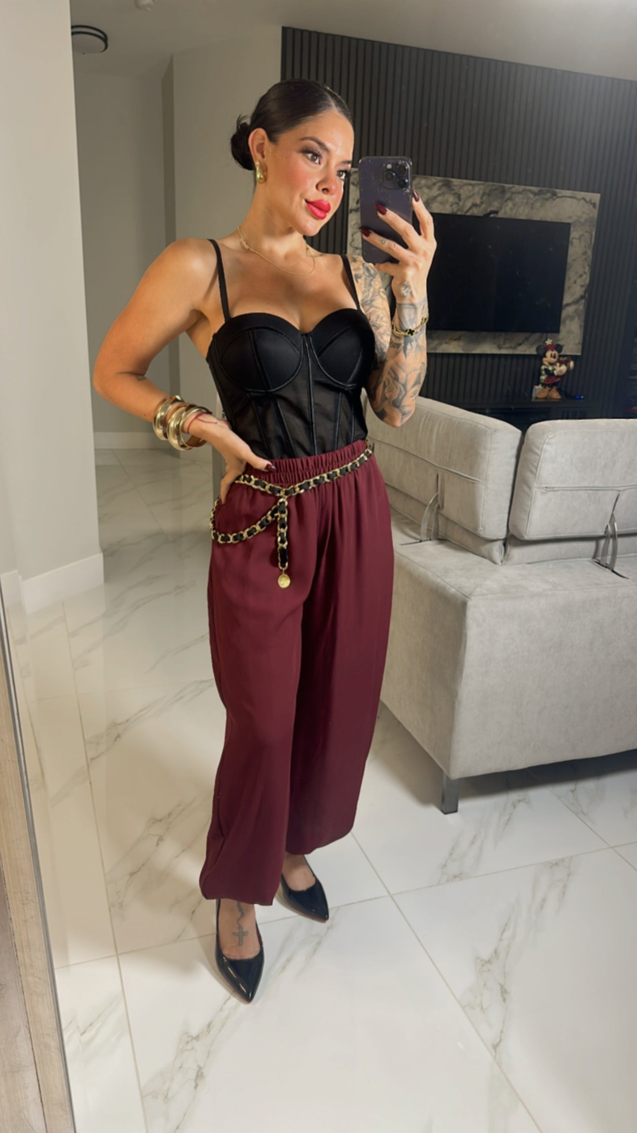 Burgundy Bubble Pant