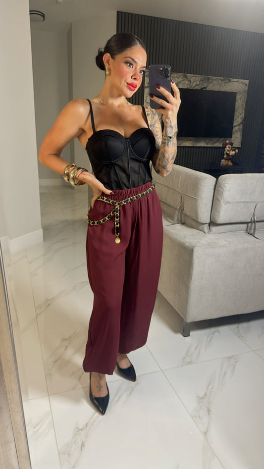 Burgundy Bubble Pant